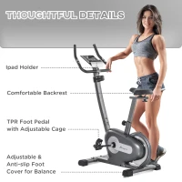 Soozier Exercise Bike with 10-Level Adjustable Magnetic Resistance, Indoor Cycling Bike Home Cardio Workout Trainer, 16lbs Flywheel, LCD Display, and Adjustable Seat, Grey(m-5)