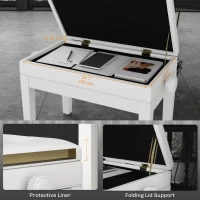 HOMCOM Adjustable Piano Bench with Storage and Soft PU Leather Padded, with Enough Music Storage Design, White(m-6)