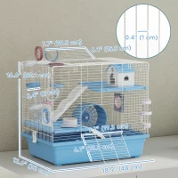 PawHut Hamster Cage, 3-Tier Small Animal Cage with Excerise Wheel, Food Bowl, Water Bottle, House, Tunnels, Ramps(m-3)