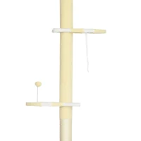 PawHut 87"-102" Floor to Ceiling Cat Tree w/ Sisal Scratching Posts, Anti-tip Kit, Perches, Toy Ball, Yellow(m-12)