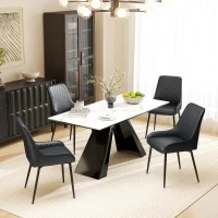 HOMCOM Upholstered Kitchen Chairs, Modern Dining Chairs Set of 2 with Diamond Tufting and Steel Legs for Dining Room, Black(m-7)