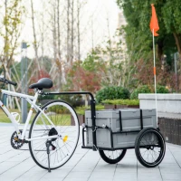 Aosom Steel Trailer for Bike, Bicycle Cargo Trailer with Foldable Storage Box and Safe Reflectors, Max Load 88LBS, Grey(m-8)