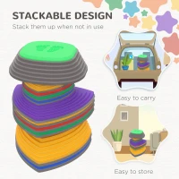 Outsunny 11 PCs Stepping Stones Kids with Non-slip Rubber, Stackable Balance Step Stones for Obstacle Course Sensory Play, Outdoor Indoor for 3-8 Years Old(m-7)