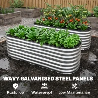 Outsunny 2Pcs Galvanized Raised Garden Bed, 6 x 2 x 2 ft Modular Metal Garden Beds with Rubber Strip Edging, Silver(m-5)