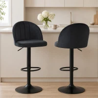 HOMCOM Bar Stools Set of 2, Swivel Counter Height Barstools with Footrest, Black(m-1)