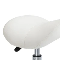 HOMCOM Ergonomic Salon Stool with Wheels, Adjustable PU Leather Saddle Chair, 360° Swivel, Healthy Posture, Saddle Chair for Massage Home Office, Cream White(m-9)
