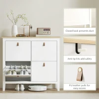 HOMCOM Narrow Shoe Cabinet with 4 Flip Drawers, Adjustable Shelves for Entryway, Holds 12-20 Pairs, White(m-7)