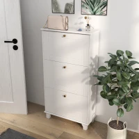 HOMCOM Narrow Shoe Storage with 3 Flip Drawers and Adjustable Shelves, Shoe Cabinet Organizer for 12 Pairs of Shoes, White(m-1)