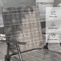 Outsunny Outdoor 4 Pieces Patio Furniture Set, Garden Set with Two Foldable Armchairs, a Loveseat & Glass Top Table, Mixed Grey(m-4)