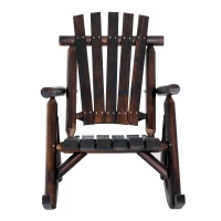 Outsunny Outdoor Rocking Chair, Wooden Adirondack Outdoor Rocker with High Back, Slatted Seat, Oversized Rustic Patio Rocking Chair for Garden, Porch, Yard, Balcon, Dark Carbonized(m-11)