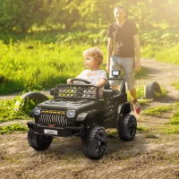Qaba 12V Ride on Truck, Electric Car for Kids with Remote Control, Suspension, 3 Speeds, USB Music Headlights, Black(m-1)