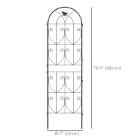 Outsunny Set of 2 Metal Garden Trellis, Decorative Trellis Panels, Bird Design, 180 x 50 cm, Black(m-3)