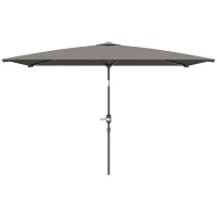 Outsunny 6.5x9.6ft Rectangle Aluminum Tilt Patio Umbrella, Garden Market Parasol, Outdoor Sunshade Canopy with Crank, Light Grey(m-2)