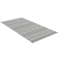 Outsunny Reversible Outdoor Rug Waterproof Plastic Straw RV Rug with Carry Bag, 9' x 18', Grey and Cream White Boho(m-2)