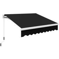 Outsunny 8'x7' Patio Awning Manual Retractable Sun Shade Outdoor Deck Canopy Shelter, Black(m-9)