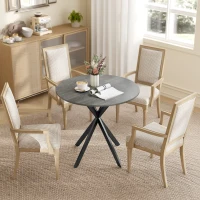 HOMCOM 31.5" Industrial Round Dining Table - Distressed Grey(m-7)