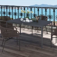 Outsunny Outdoor Dining Table w/ Aluminium Frame, Garden Table, 57", Dark Grey(m-8)