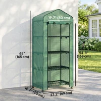 Outsunny Portable Greenhouse, Outdoor Hot House Plant Flower Greenhouse with 4 Tier Shelves, PE Cover, Green(m-3)