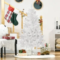 HOMCOM 5ft Artificial Christmas Tree with Pine Realistic Branches, Auto Open, for Indoor Decoration, White(m-8)