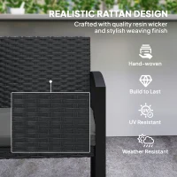 Outsunny 2 Seater Outdoor Bench, Rattan Garden Bench Loveseat with Cushion, Armrests, Steel Frame for Patio, Porch, Light Grey(m-5)