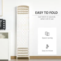HOMCOM 6 Panel Room Divider, 5.6 ft Tall Folding Privacy Screen, Wave Fiber Freestanding Partition Wall Divider for Home Office, White(m-6)