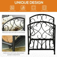 Outsunny 16" Heavy Duty Metal Fireplace Log Holder, Firewood Rack Outdoor for Fireplace Storage, Black(m-4)
