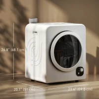 HOMCOM Compact Laundry Dryer, 1300W Portable Clothes Dryer with 4 Drying Modes, Stainless Steel Tub, White(m-3)