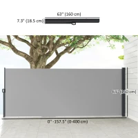 Outsunny 13' x 5' Retractable Side Awning, Outdoor Privacy Screen for Garden, Hot Tub, Balcony, Terrace, Pool, Light Grey(m-3)