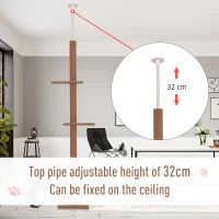 PawHut Floor-to-Ceiling Cat Tree Cat Climbing Tower with Sisal-Covered Scratching Posts Natural Cat Tree Activity Center for Kittens Cat Tower Furniture, Brown(m-5)