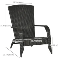 Outsunny Patio Wicker Adirondack Chair, Outdoor Rattan Muskoka Chair with Cushions for Patio, Garden, Backyard, Cream(m-3)