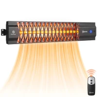Outsunny 1500 W Electric Patio Heater, Wall Mounted IP65 Waterproof Outdoor Infrared Heater with Touch/Remote Control, Black(m-13)