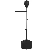 Soozier Freestanding Boxing Punch Bag with 63"-80.7" Adjustable Height, 12 Suction Cups, Boxing Stand with Reflex Bar, Black(m-9)