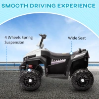 Qaba 12V Kids ATV with Four Wheels Spring Suspension, Forward & Backward, LED Light, MP3, Music, White(m-4)