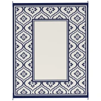 Outsunny 8' x 10' Outdoor RV Rug, Reversible Patio Floor Mat with Carry Bag, Gourd Border, Blue and White(m-2)