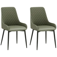 HOMCOM Upholstered Kitchen Chairs, Modern Dining Chairs Set of 2 with Diamond Tufting and Steel Legs for Dining Room, Green(m-9)