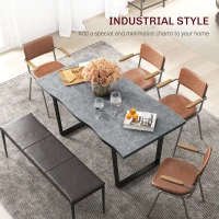 HOMCOM 63" Kitchen Table, Industrial Dining Table with Wave-edged Tabletop and Steel Legs for Up to 6 People, Cement Grey(m-4)