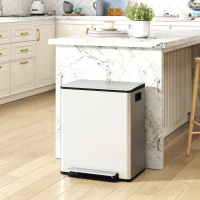 HOMCOM 2 x 6.6 Gallon Dual Trash Can with Removable Inner Buckets and Handles for Kitchen, Office, Bathroom, Silver(m-1)