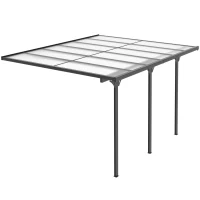 Outsunny 10' x 12' Outdoor Hardtop Pergola Gazebo with Polycarbonate Roof Adjustable Height, Aluminum Frame, UV Protection, Grey(m-9)