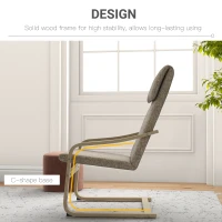 HOMCOM Modern Accent Chair, Linen-Feel Upholstered Living Room Chair with Wood Curved Legs for Balcony, Dark Brown(m-6)