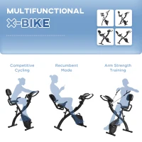 Soozier 3 in 1 Folding Exercise Bike, Foldable Stationary Bike with 8-Level Magnetic Resistance, Adjustable Seat, Black(m-10)