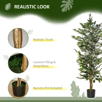 HOMCOM 5FT Artificial Ficus Tree, Fake Tree with Leaves, Faux Plant in Nursery Pot for Indoor Decoration(m-5)