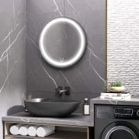 kleankin LED Bathroom Mirror for Vanity, Dimmable Lighted Anti Fog Wall Mirror with 3 Temperature Colors, Plug-in, 24 Inch(m-1)