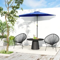 Outsunny 9ft Half Round Umbrella Outdoor Patio Garden Balcony Parasol Window Sun Shade w/ 5 Ribs, Deep Blue(m-8)
