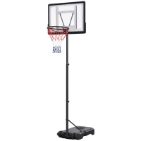 Soozier 5-7FT Basketball Hoop and Stand Backboard, Height Adjustable with Wheels for Youth Outdoor(m-11)