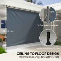 Outsunny 11.5' x 10' Manual Retractable Patio Awning, Outdoor Privacy Screen with UPF30+ & Water-Resistant Fabric, Dark Grey(m-4)