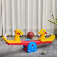 Qaba Kids Seesaw Safe Teeter Totter 2 Seats with Easy-Grip Handles Indoor Outdoor Living Room Playroom Backyard Equipment, for 12-48 Months, Multicolor(m-8)