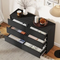HOMCOM Wide Chest of Drawers, 6 Drawer Dresser for Bedroom, Living Room, Hallway, Modern Clothes Storage Organizer, Black(m-7)