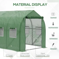 Outsunny 12.5' x 6.3' x 6.4' Steeple Walk-in Tunnel Greenhouse Garden Plant Seed Grow Tent Polythene with Windows and Door Green(m-6)