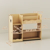 Qaba Kids Bookshelf and Toy Storage Organizer, 3 Tier Montessori Toy Organizer with Open Display for Nursery, Natural(m-3)