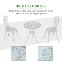 Outsunny 3 Pieces Antique Outdoor Bistro Set for 2 Patio Table and Chairs Set with Umbrella Hole White(m-5)